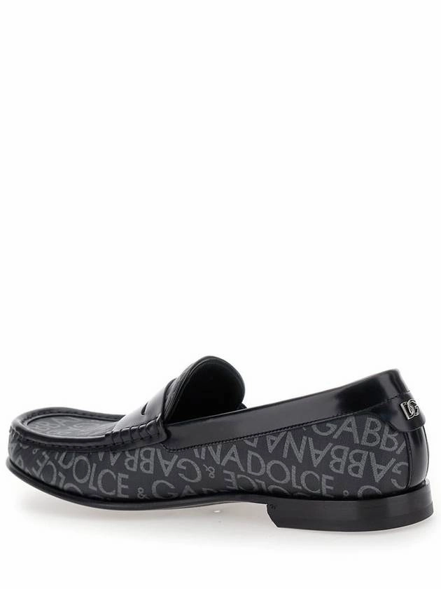 Weave Loafers 'City' Black Loafers With All-Over Logo In Cotton And Leather Man