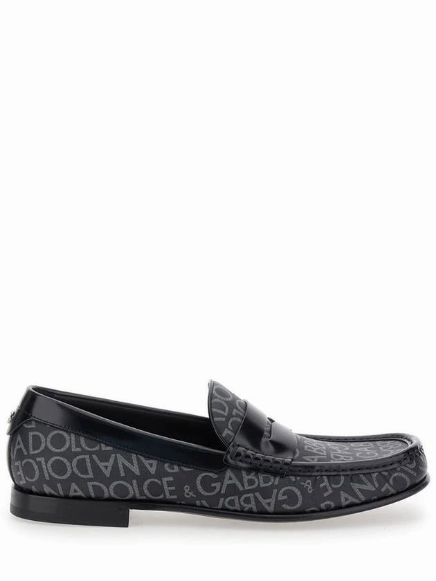 'City' Black Loafers With All-Over Logo In Cotton And Leather Man Hush Puppies Loafers