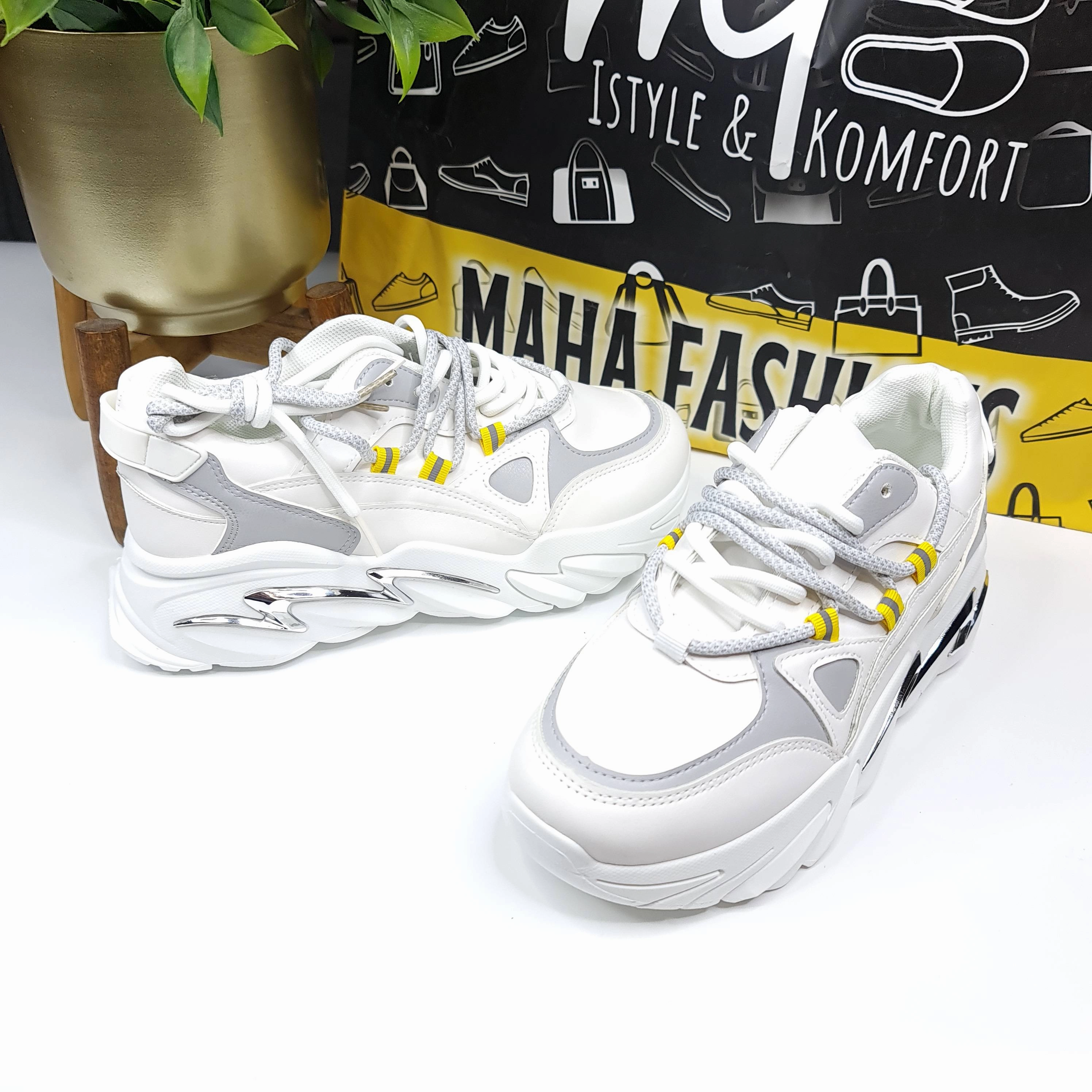 Casual Shoes Without Laces White Chunky Sneakers