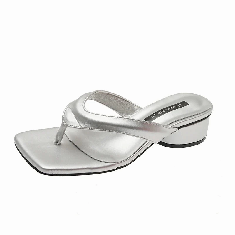 binfenxie Summer Clip Toe Women Slippers Fashion Elegant Thick Heel Slides Shoes Ladies Casual Outdoor Beach Flip Flops Sandal Flip Flops Spenco