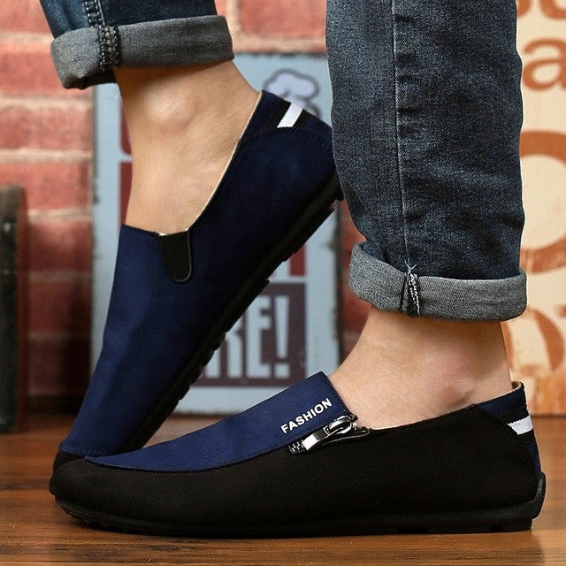 Spring Summer Men Faux Suede Leather Loafers Slip-on Pea Pea Soft Sole Flats For Male New Light Walking Casual Shoes Older Casual Shoes