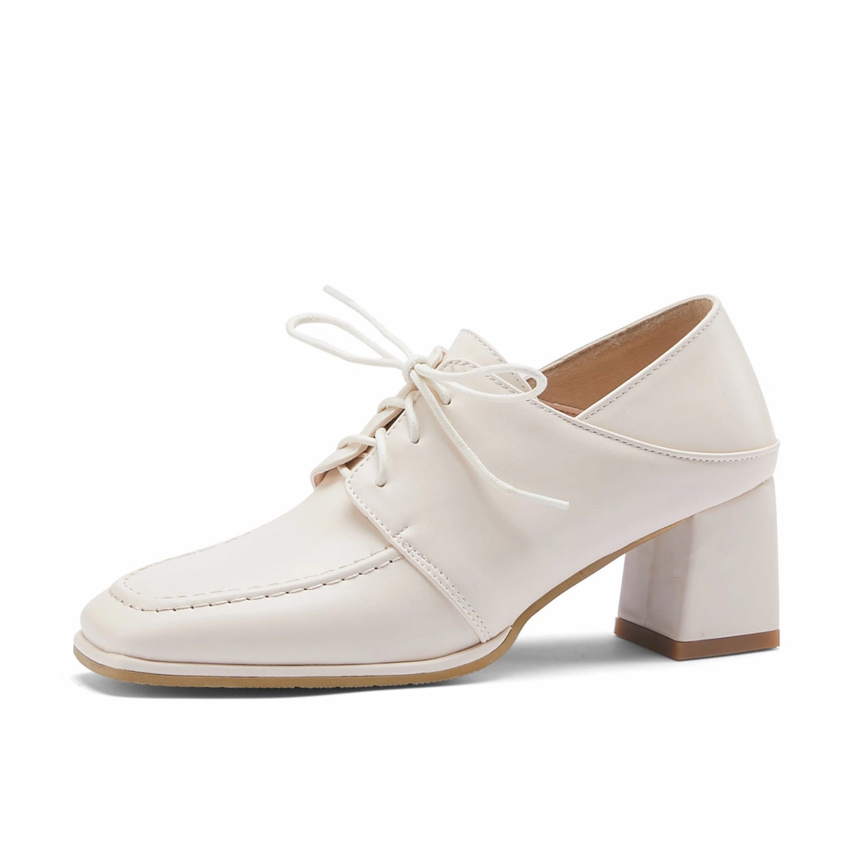 Square-toe Chunky Heel Lace-up Mid-heel Loafers Shoes for Women Lined Vs Unlined Loafers