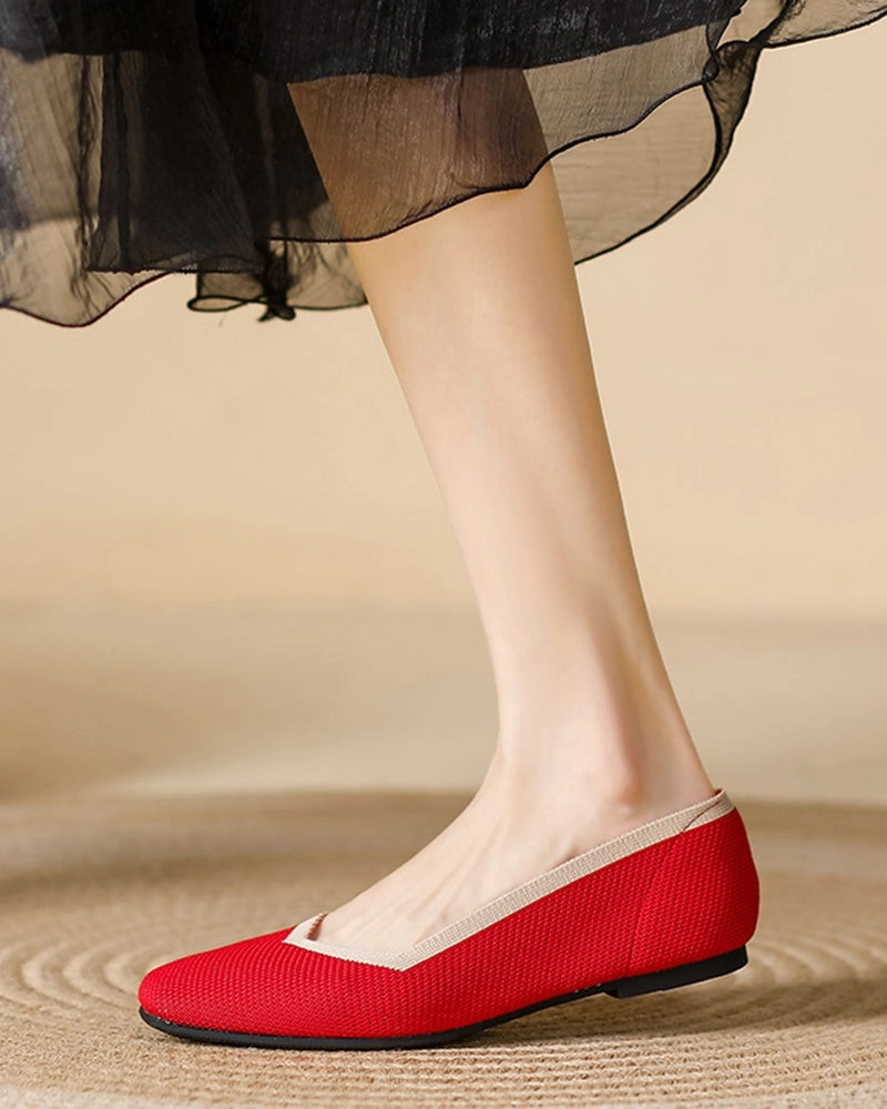 Square Toe Shallow Fly Knit Flat Knit Shoes Gator Skin Loafers