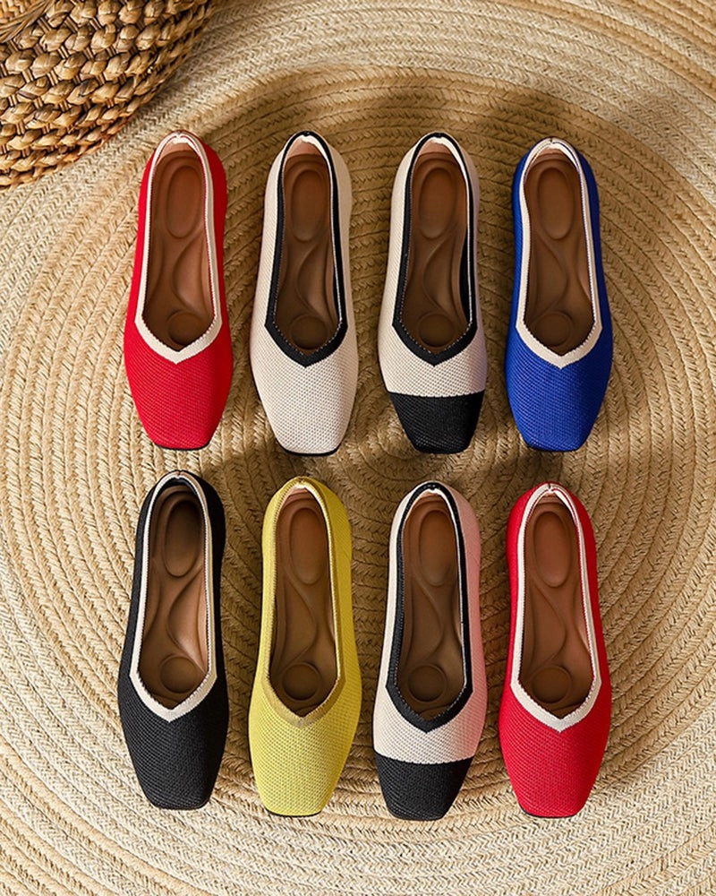 Square Toe Shallow Fly Knit Flat Knit Shoes Walmart Penny Loafers