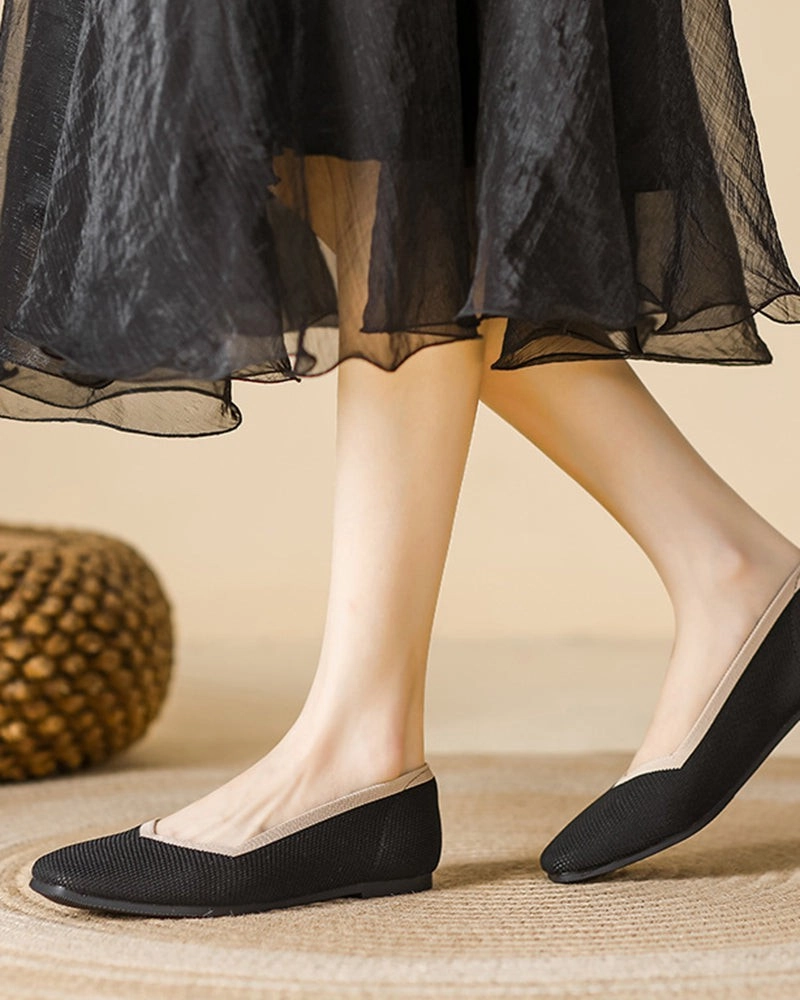 Salvatore Ferragamo Loafers Square Toe Shallow Fly Knit Flat Knit Shoes