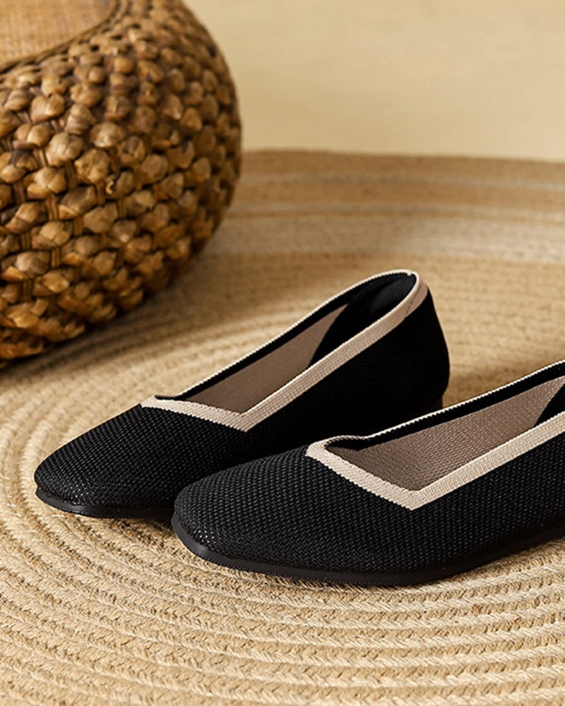 Square Toe Shallow Fly Knit Flat Knit Shoes Hey Dude Nut Loafers