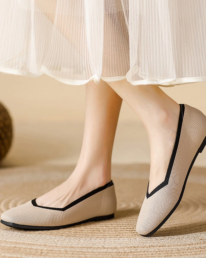 Chinese Laundry Loafers Square Toe Shallow Fly Knit Flat Knit Shoes