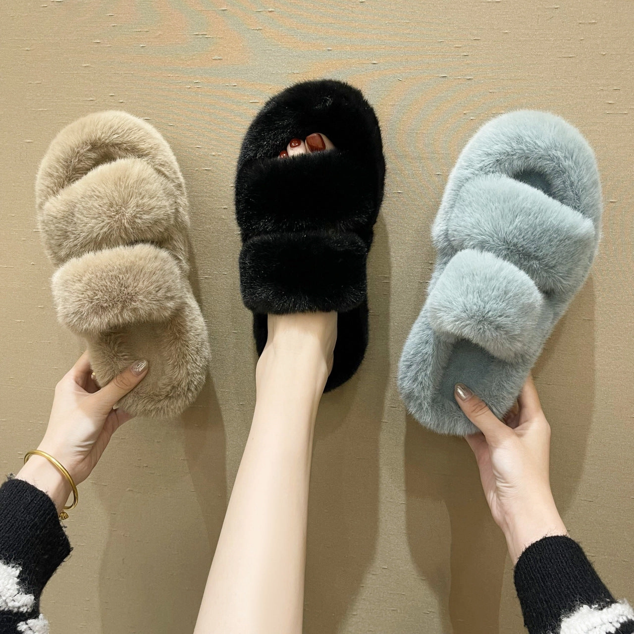 Fuzzy Slippers Women House Shoes Fluffy Bedroom Slippers Accupressure Slippers