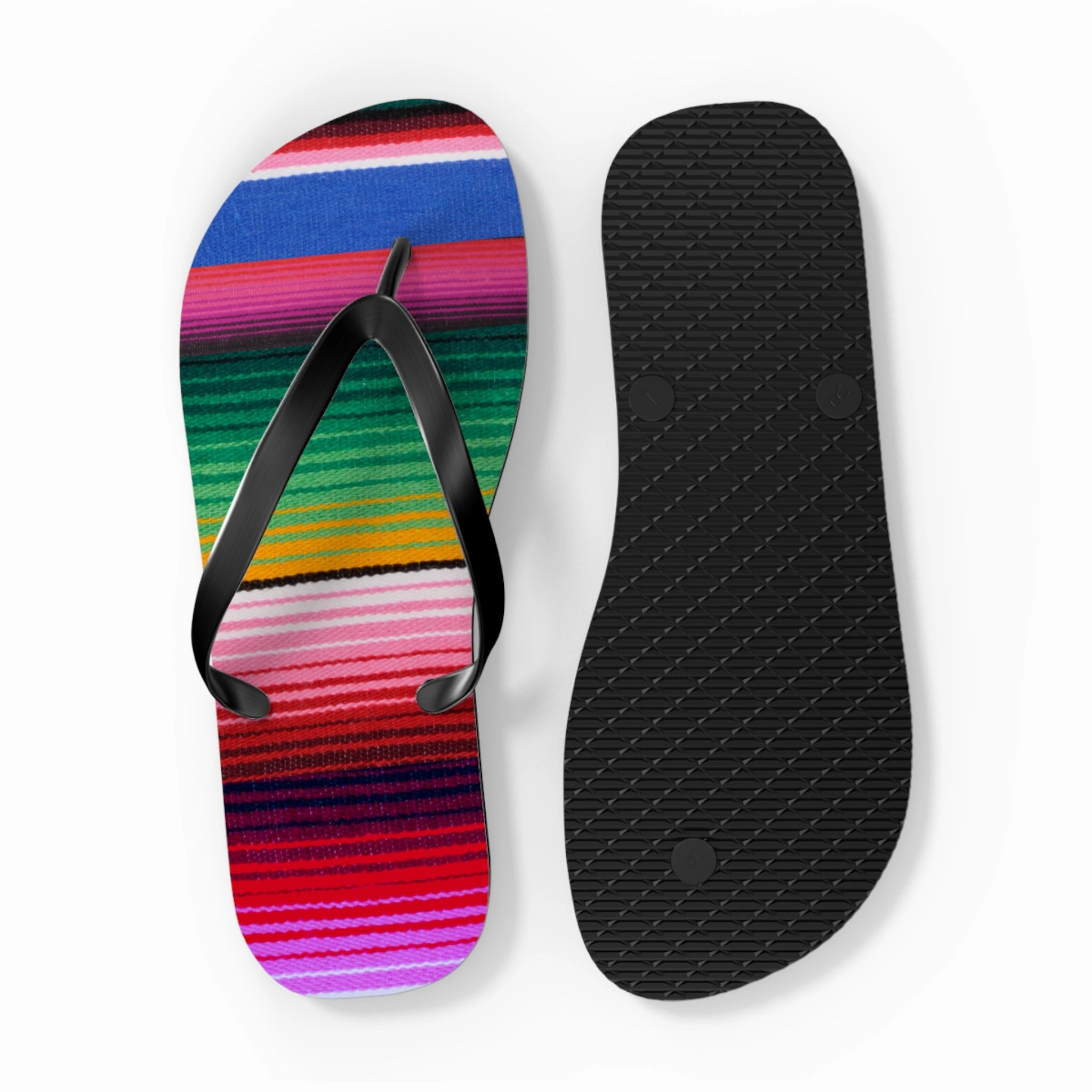 new Serape Ol FLIP FLOPS waterproof Mexican striped slip-on sandals womens sz 7 8 9 10 11 Shore And Skyline La Bamba Swim Beach Pool Line Best Flip Flops For Hallux Rigidus