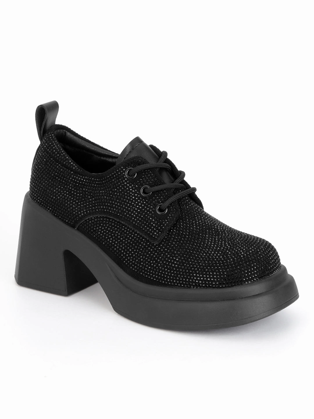 Black Diamante Embellished Lace-Up Sneakers (TC-RS3641-BLK) Top 10 Best Casual Shoes
