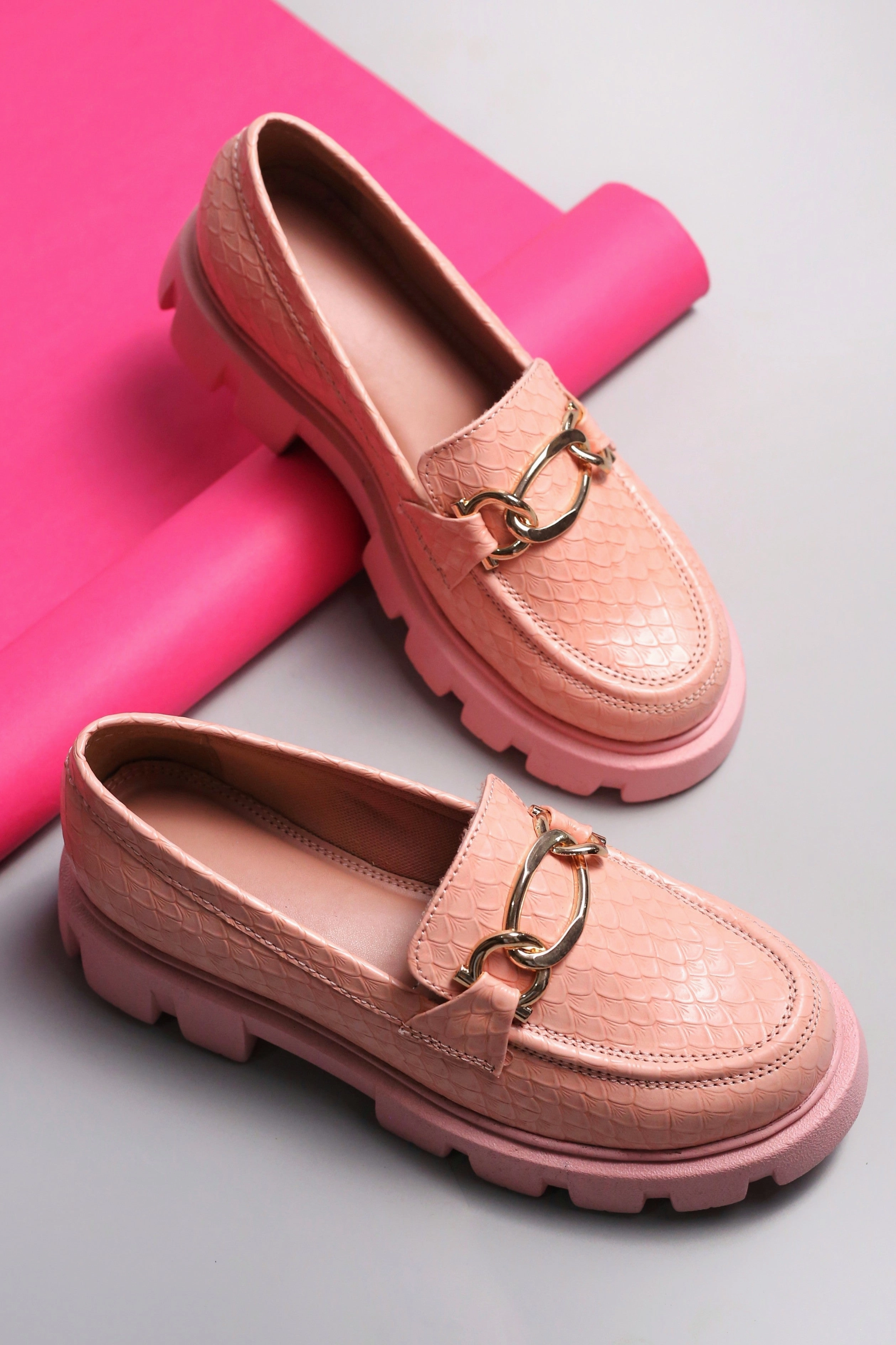 Brauch Pink Patterned Embellished Loafer Shoe Moccasins Loafers