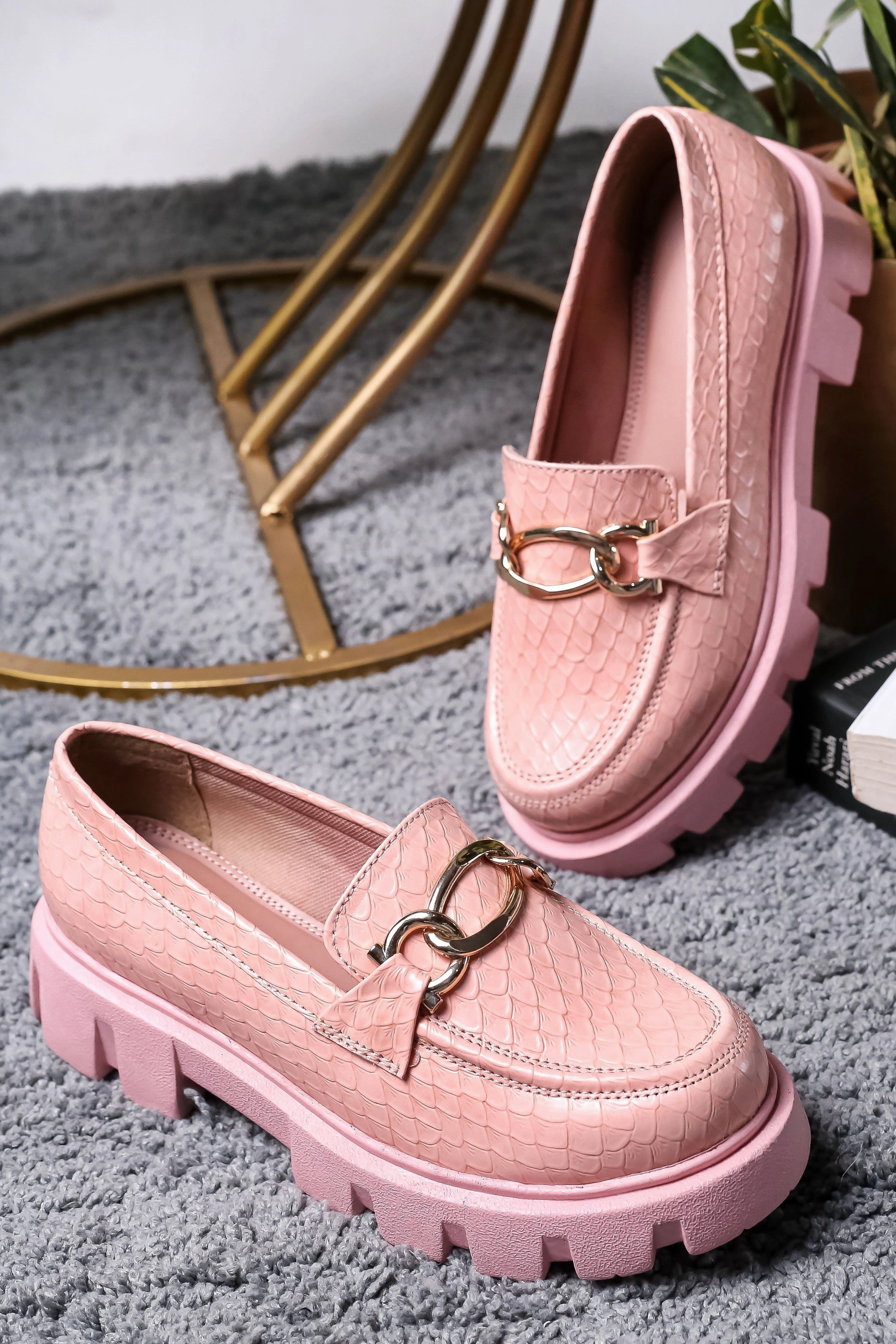 Brauch Pink Patterned Embellished Loafer Shoe Loafers And Legends