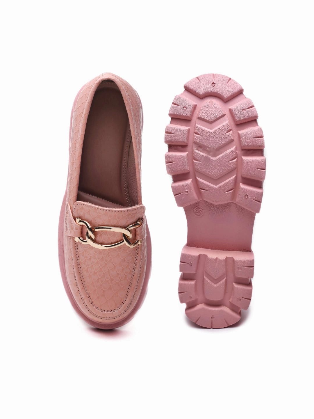 Brauch Pink Patterned Embellished Loafer Shoe Slip On Canvas Loafers
