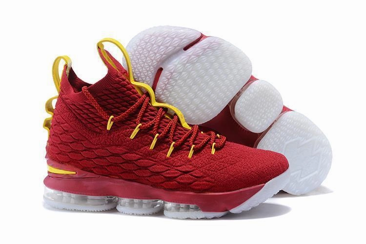 Non Marking Asics Shoes Nike Lebron XV 15 Red Yellow Men Shoes Sale Size US7,8,8.5,9,10,11,12