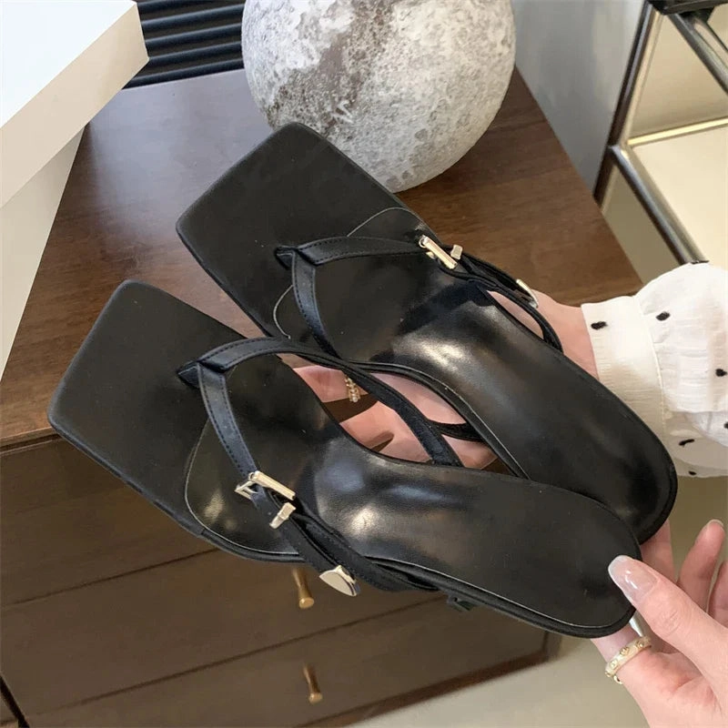 Flip Flops With Bubbles binfenxie  -   Summer Fashion Clip Toe Buckle Women Slippers Gladiator Sandals Party Thin Heels Flip Flops Slides Shoes Zapatos De Muje