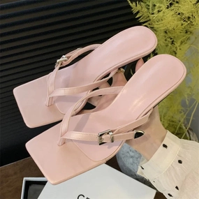 binfenxie  -   Summer Fashion Clip Toe Buckle Women Slippers Gladiator Sandals Party Thin Heels Flip Flops Slides Shoes Zapatos De Muje Best Supportive Flip Flops For Walking