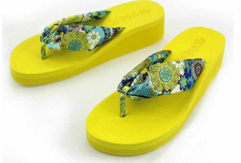 Summer bohemia flower Women flip flops platform wedges women sandals platform flip slippers beach shoes Rhinestone Flip Flops Diy