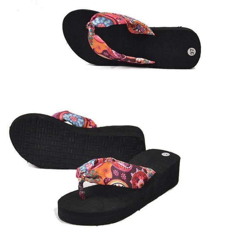 Concha Flip Flops Summer bohemia flower Women flip flops platform wedges women sandals platform flip slippers beach shoes