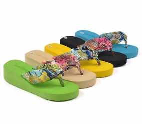 Summer bohemia flower Women flip flops platform wedges women sandals platform flip slippers beach shoes Cartoon Picture Of Flip Flops