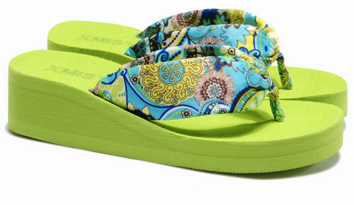 Summer bohemia flower Women flip flops platform wedges women sandals platform flip slippers beach shoes Better Flip Flops