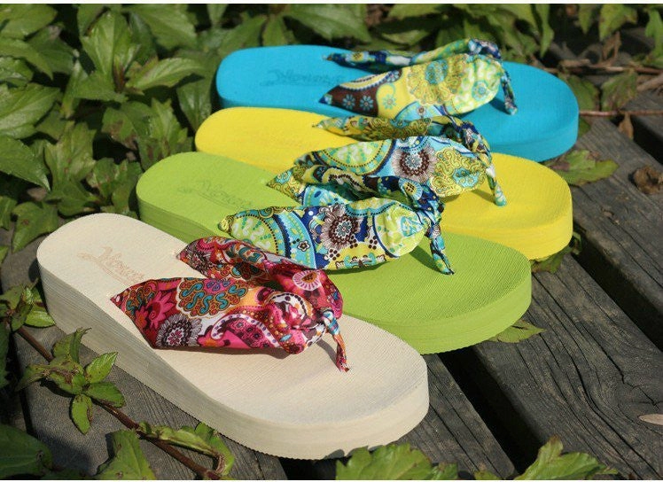 Flip Flops Primark Summer bohemia flower Women flip flops platform wedges women sandals platform flip slippers beach shoes