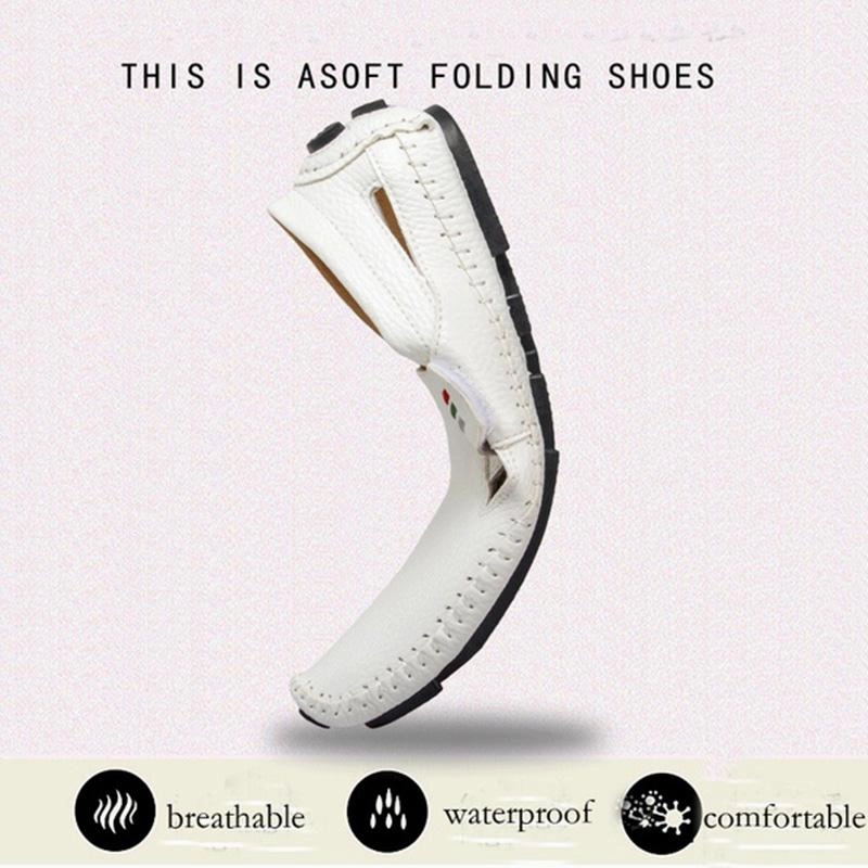 Men Casual Shoes Slip on Hollow Leather Men Shoes Brash Sandals