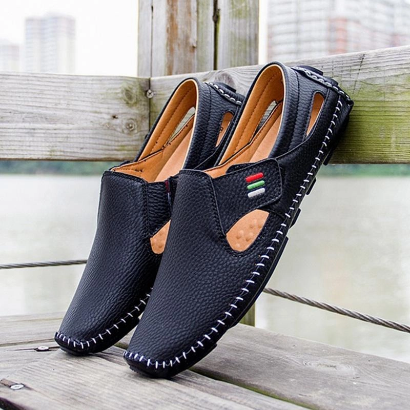 Men Casual Shoes Slip on Hollow Leather Men Shoes Sandals Macy's