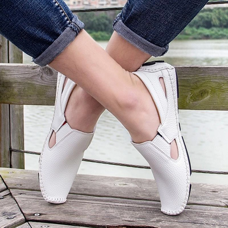 Sandals For Hiking Men Casual Shoes Slip on Hollow Leather Men Shoes