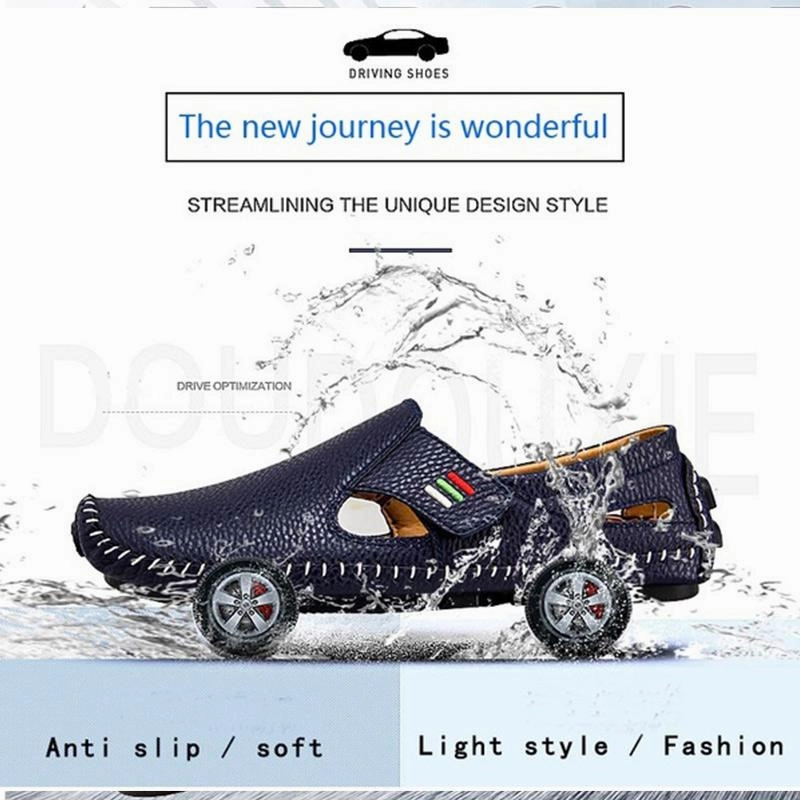 Thong Flip Flop Sandals Men Casual Shoes Slip on Hollow Leather Men Shoes