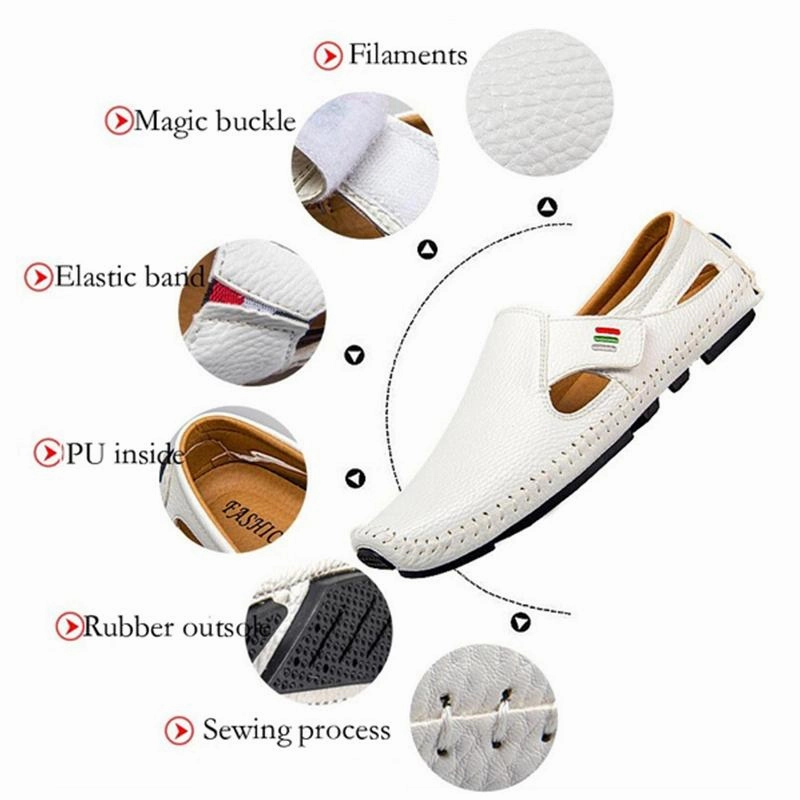 Types Of Sandals Men Casual Shoes Slip on Hollow Leather Men Shoes
