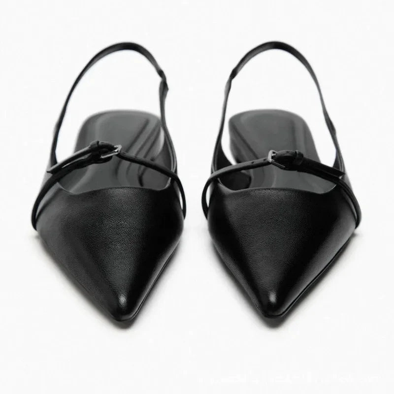 Platform Crocs Sandals Slingback Flat Bottom Women Sandals Summer Black Leather Elegance