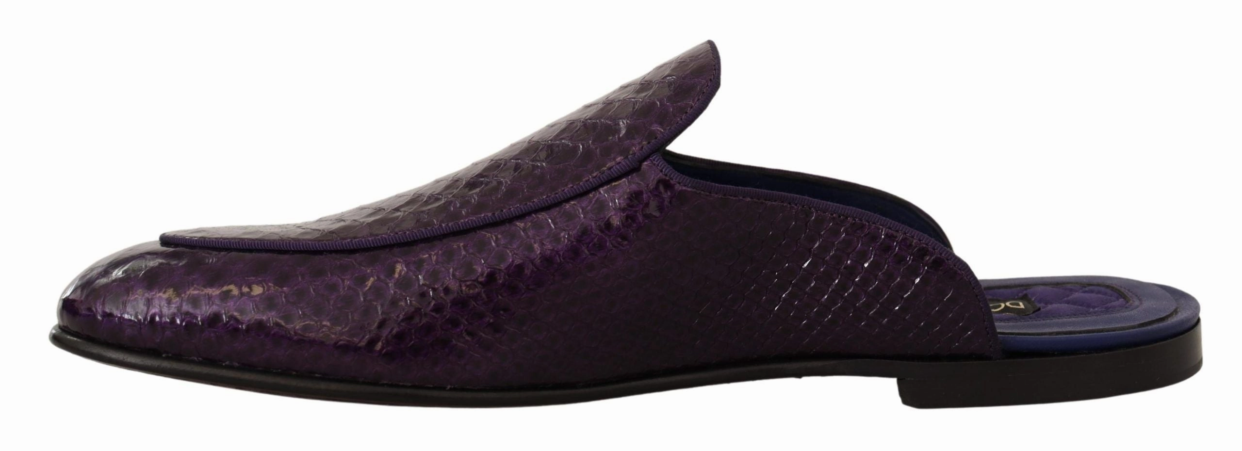 Dolce & Gabbana Purple Exotic Python Leather Slides Crocs Crush Sandals