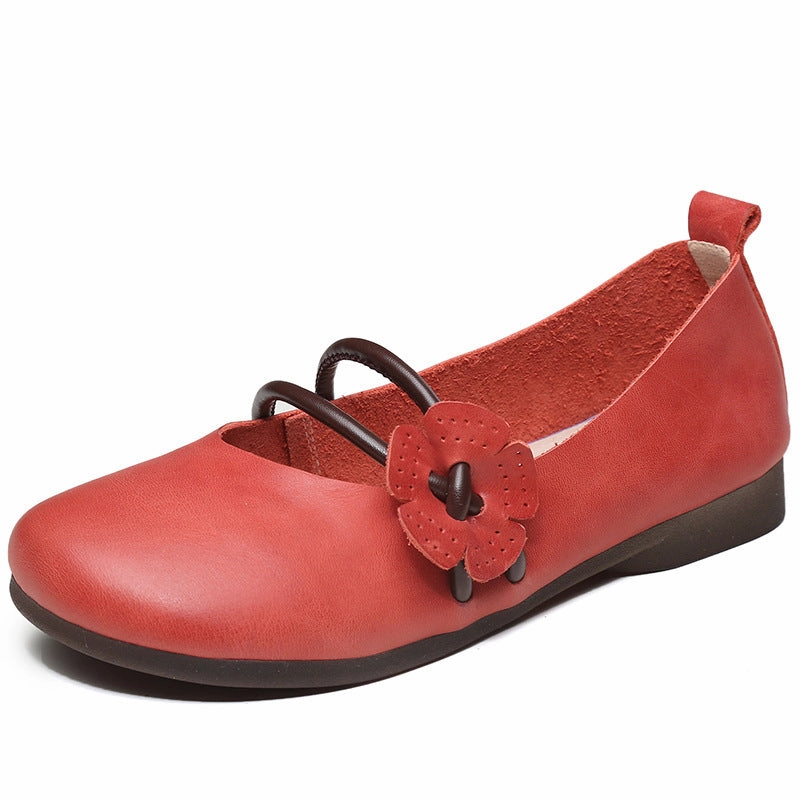 725 V1 Casual Shoes Womens Handmade Flower Leather Flat Soft Sole Shoes