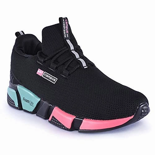 Campus Women's Alexa Blk/Rani Running Sport Shoe-6 UK (39 EU) (5G-663) Road-running Shoes