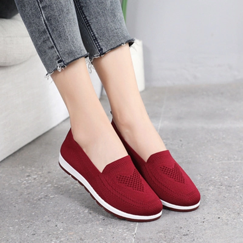 women's summer sneakers slip on flat shoes Women's Casual Loafers walking shoes Female Outdoor Mesh Soft Bottom Sports Shoes Valentino Flat Studded Shoes