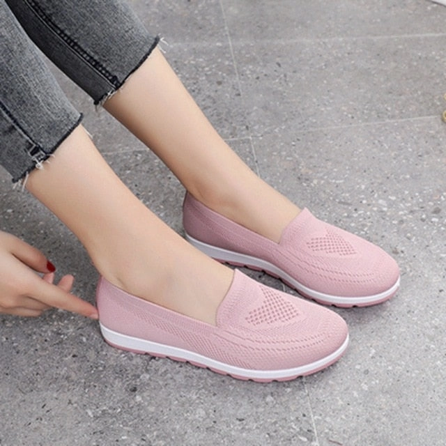 Best Tennis Shoes Flat Feet women's summer sneakers slip on flat shoes Women's Casual Loafers walking shoes Female Outdoor Mesh Soft Bottom Sports Shoes
