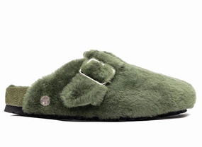 Birkenstock Boston 1774 in Shearling Green Sandals Mexico
