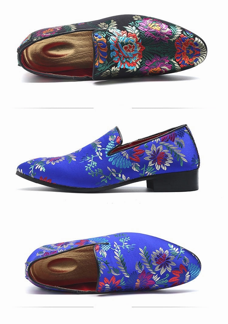 Embroidered Men Moccasins  Dress Shoes Retro 1 Mid Casual Shoes