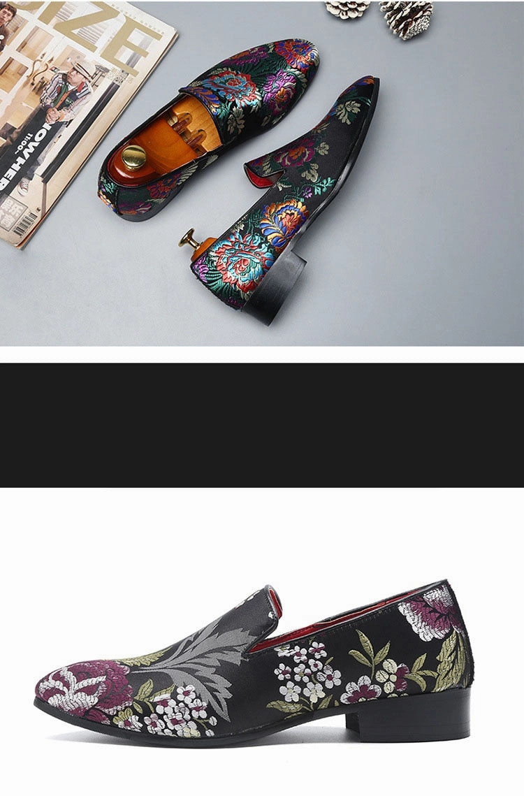 Embroidered Men Moccasins  Dress Shoes Twisted Distressed Bomber Driving Moccasin Casual Shoe