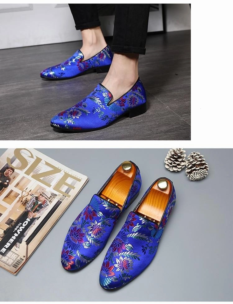 Embroidered Men Moccasins  Dress Shoes Casual Black Office Shoes