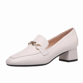 Metal Chunky Low-heel Loafers Shoes for Women Platform Loafers