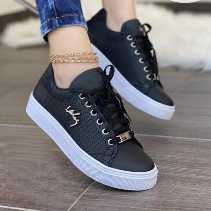 Flat Insole Shoes Breathable Lace Up Women Flat Sneakers - Shoes for Girls