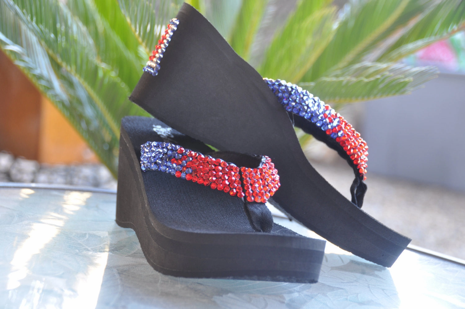 Toe Separator Flip Flops University or Sprorts Theme Swarovski Crystal Platform Flip-flops by Sparkle Steps