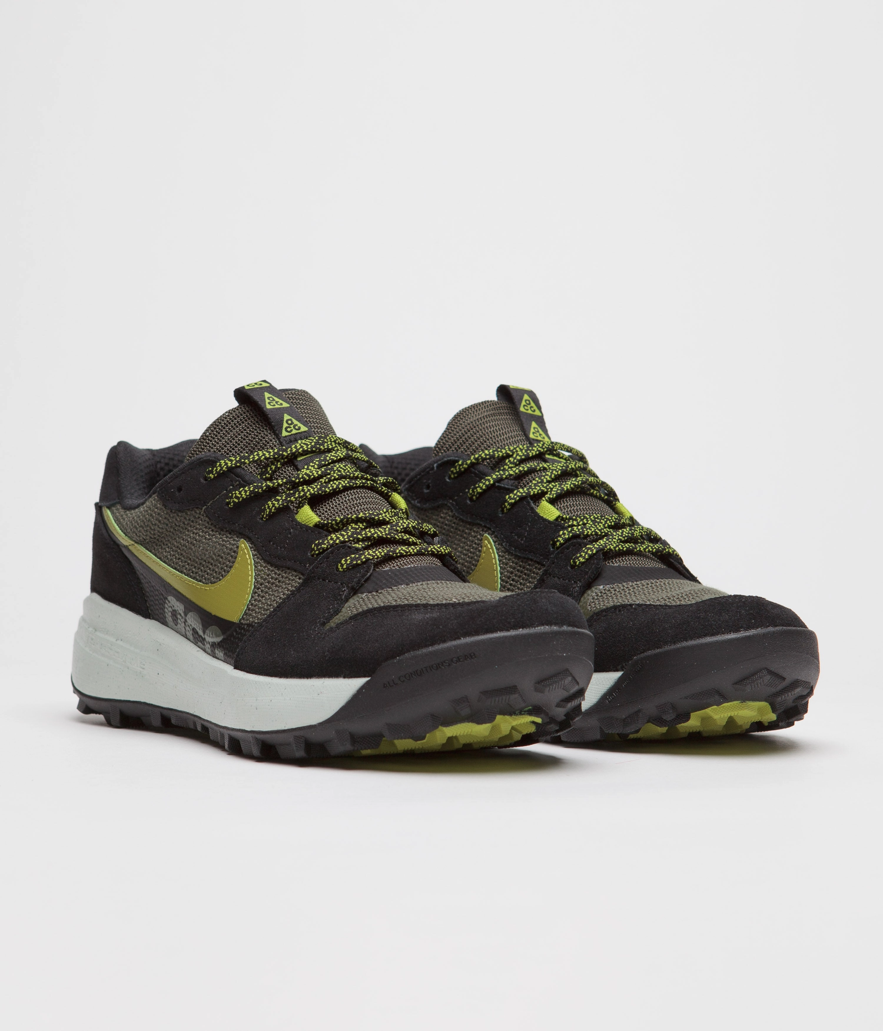 Nike ACG Lowcate Shoes - Cargo Khaki / Moss - Black - Bright Cactus Asics Without Laces Shoes