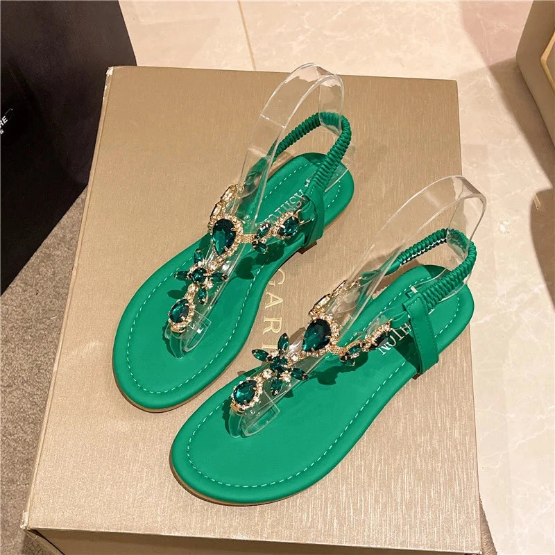 Best Flip Flops High Arches Amozae-Crystal Flip Flop Sandals for Women Rhinestone Open-toe Roman Sandals Female Brilliant Diamonds Flat Beach Casual Shoes Ladies