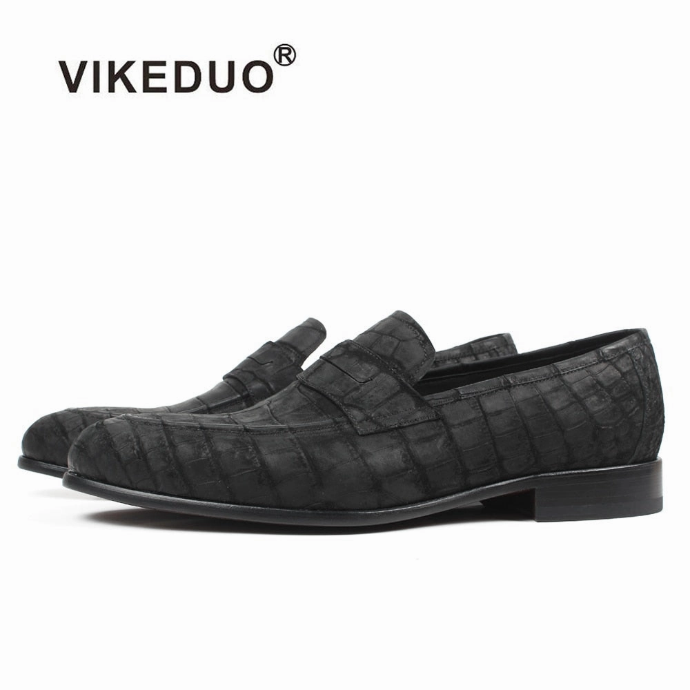 Armani Shoes Loafers Vikeduo 2019 Custom Genuine Leather Shoe Fashion Party wedding Dress Office Original Designer Men's Crocodile Skin Loafers Shoes