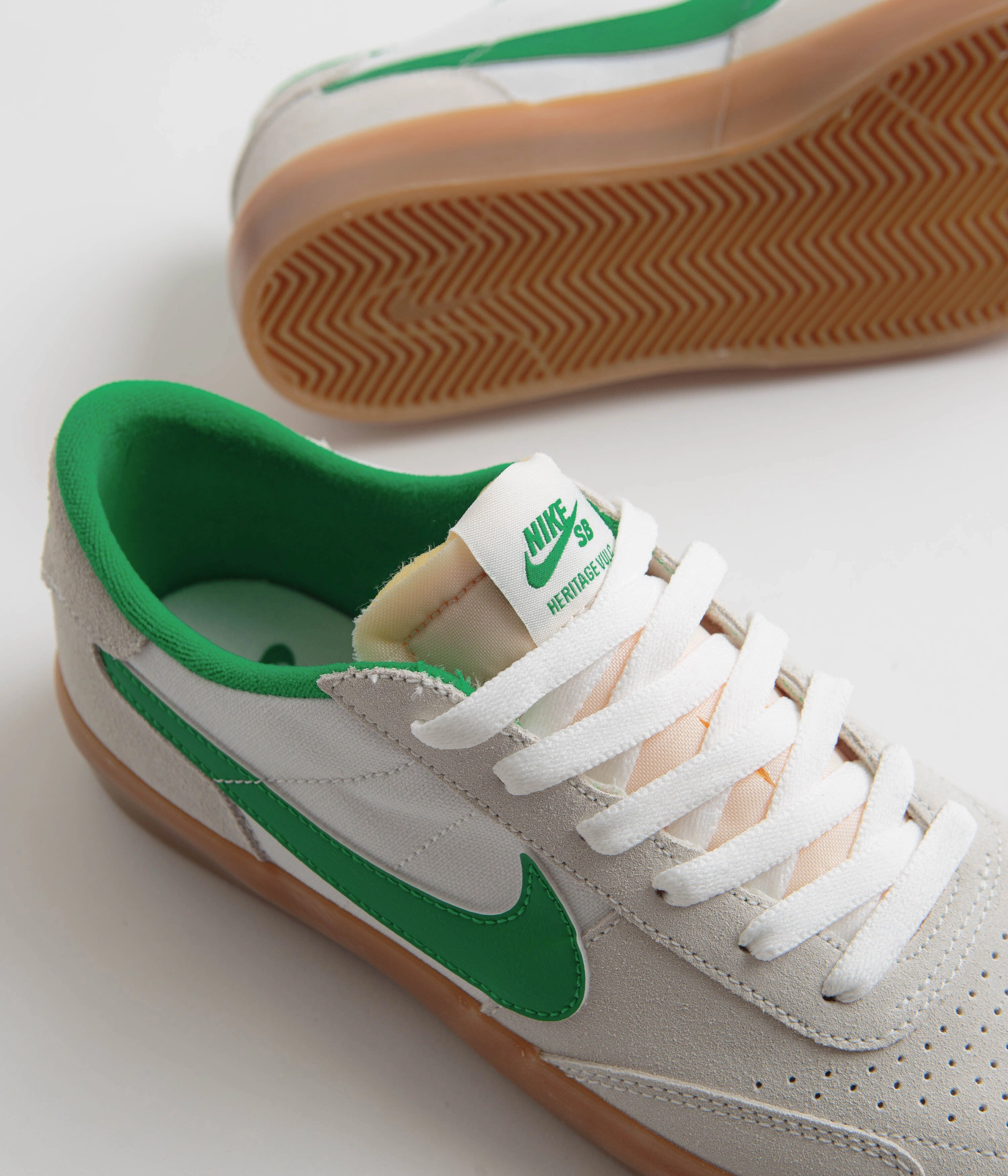 Nike SB Heritage Vulc Shoes - Summit White / Lucky Green - White Asics Shoes Vs Hoka