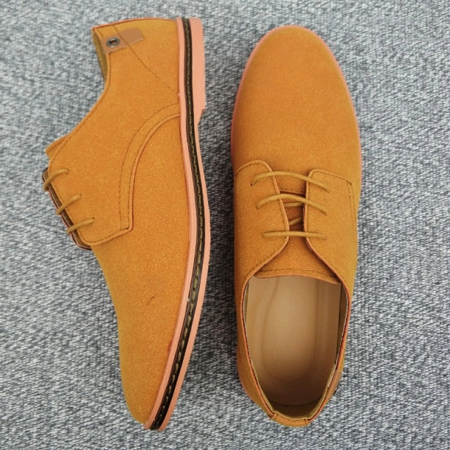 Spring Suede Leather Men Shoes Oxford Casual Shoes Classic Sneakers Comfortable Footwear Dress Shoes Large Size Flats Business Casual Summer Shoes