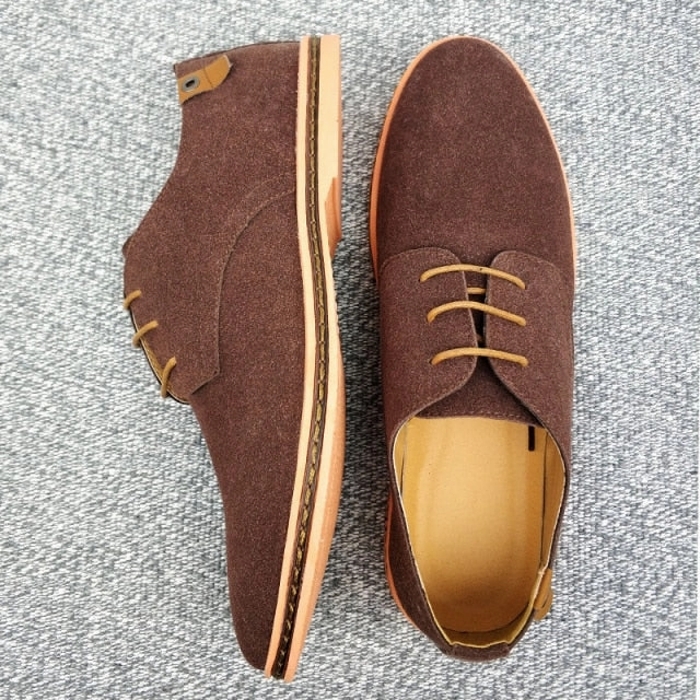 Spring Suede Leather Men Shoes Oxford Casual Shoes Classic Sneakers Comfortable Footwear Dress Shoes Large Size Flats Casual Shoes For