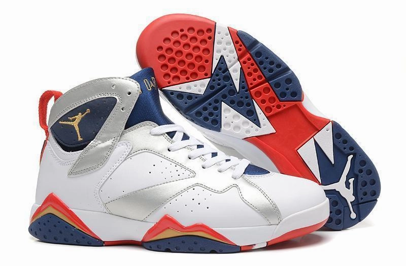 Nike Air Jordan 7 Retro White Navy Red Shoes Basketball Men Asics Volleyball Shoes Olympics